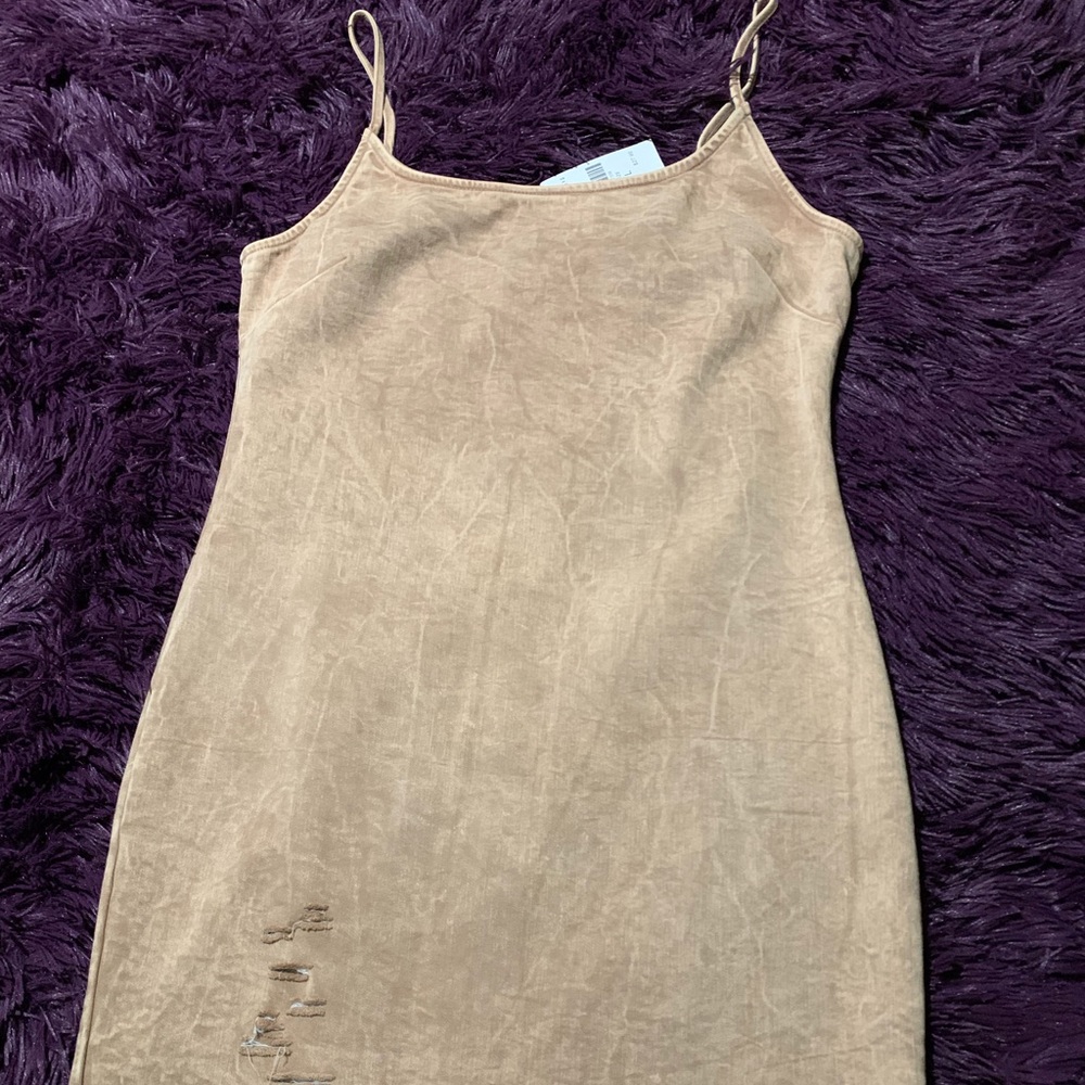 Tan distressed dress